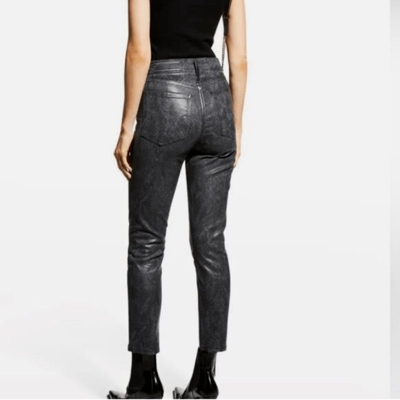 Rag & Bone Nina High Rise Ankle Cigarette Jeans Black Snake Foil SZ 30 NWT $255 - Picture 3 of 16